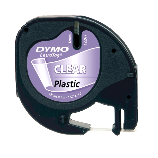 Dymo Letratag Şerit Plastik 12MMx4 MT Şeffaf Üzerine Siyah 12267