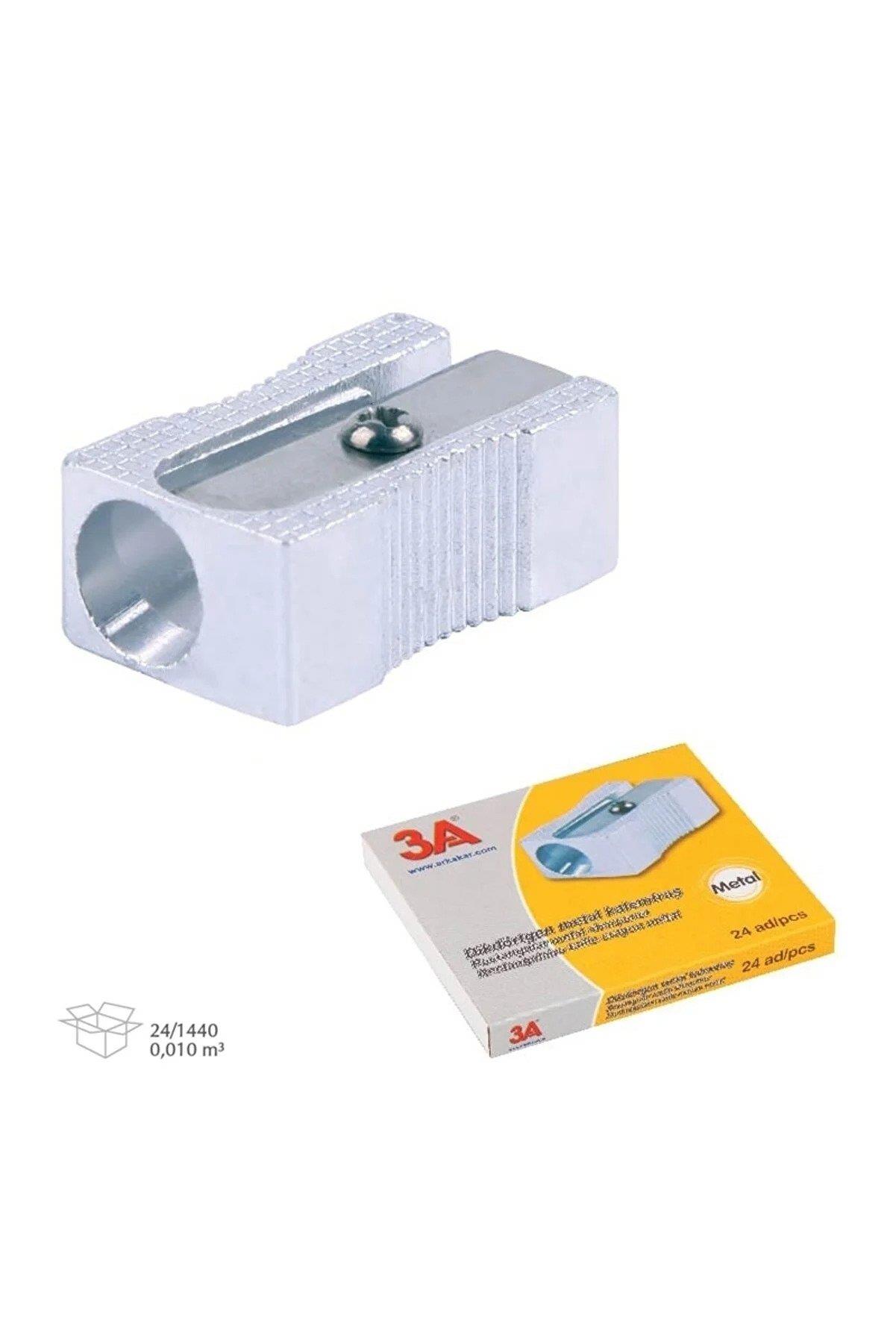 3A Kalemtraş Dikdörtgen Metal Kalemtıraş (24 Lü Paket)
