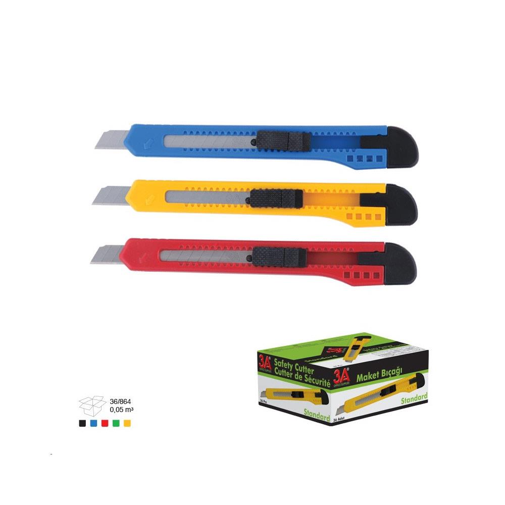 3A Plastik Dar Maket Bıçağı 9 MM (36 Lı Paket)