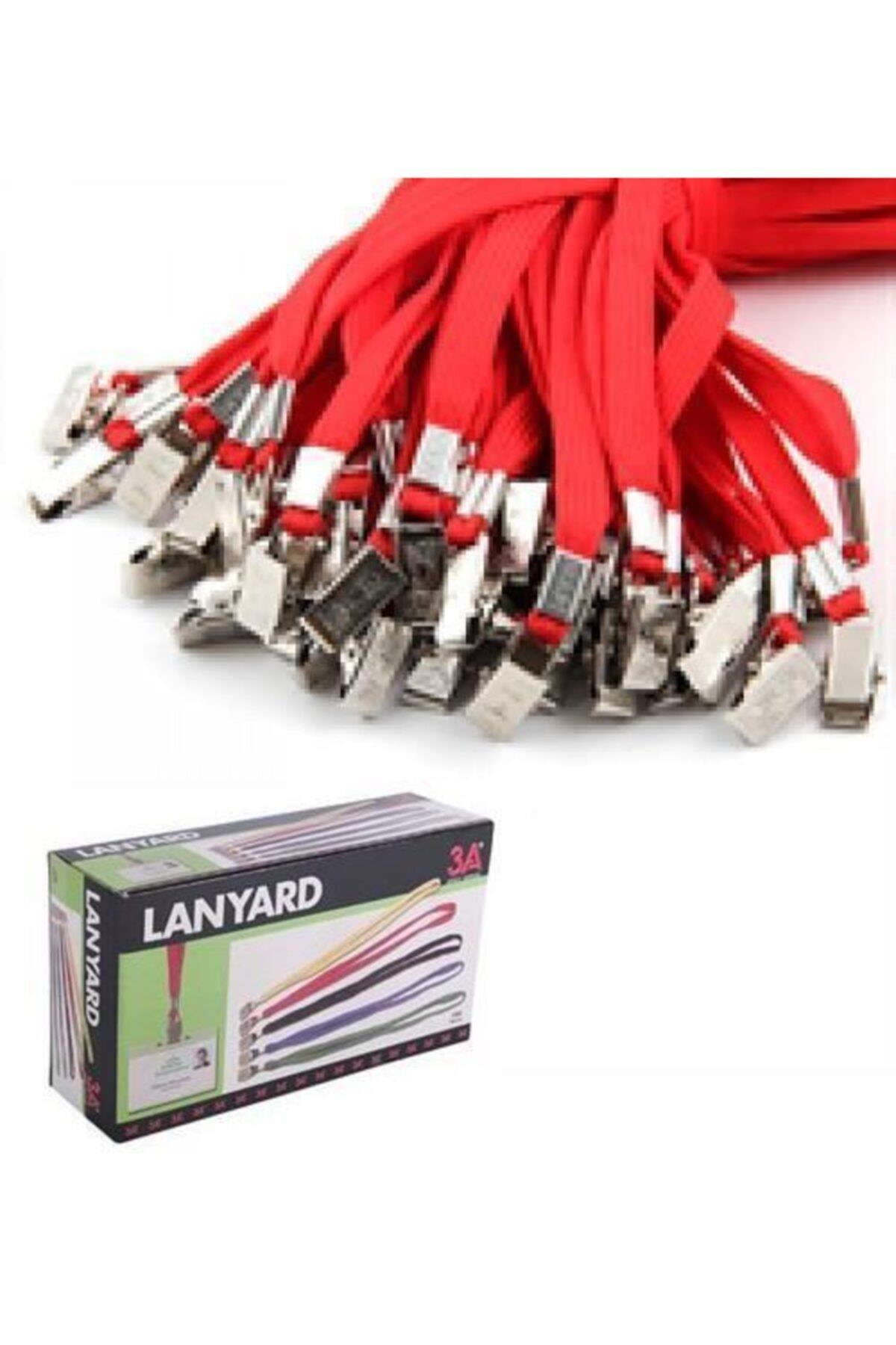 3A Kart Askı İpi Metal Klipsli Kırmızı 150 Li (1 Paket 150 Adet)
