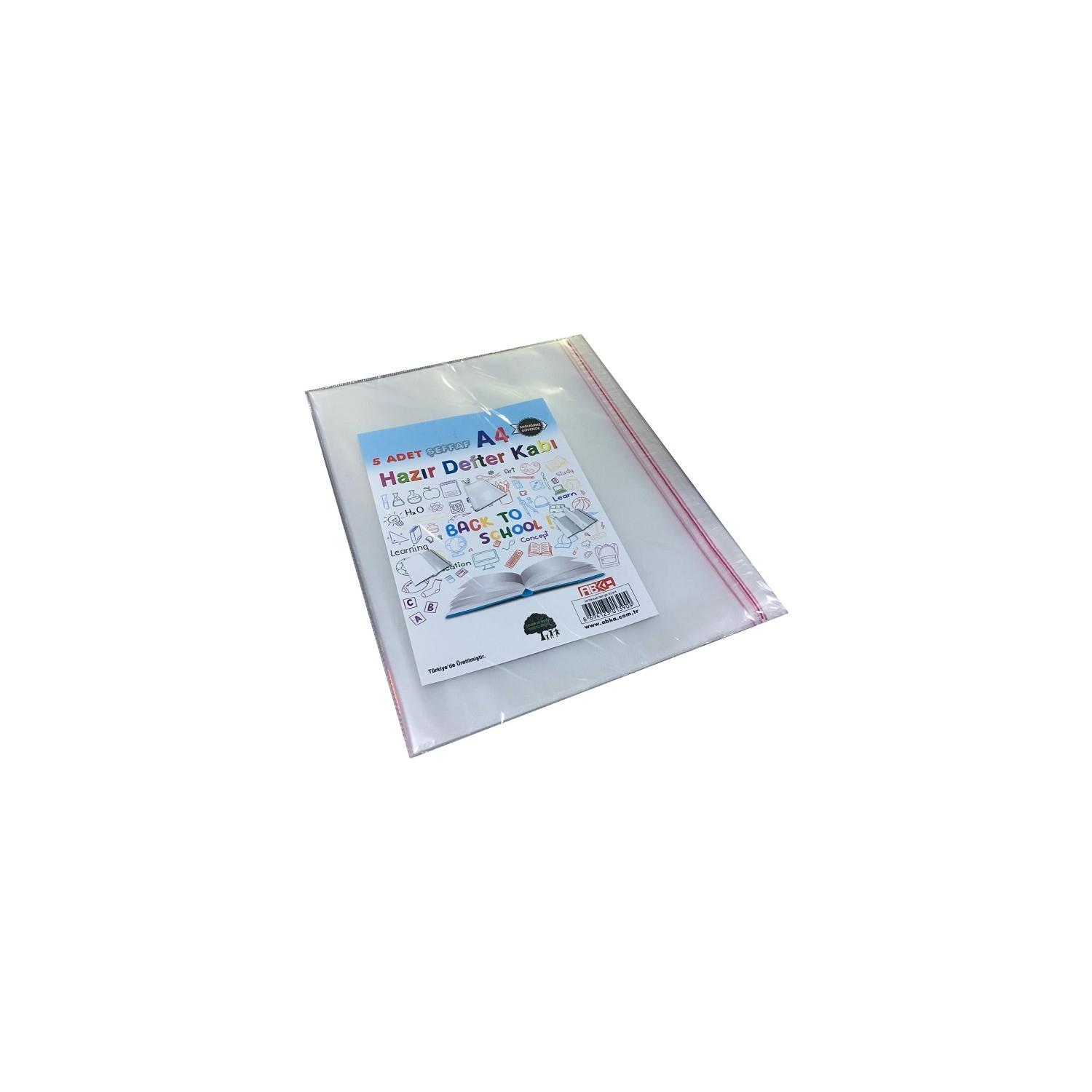 Abka Hazır Kaplık Defter Kabı A4 Şeffaf 5 Li Defter Kabı
