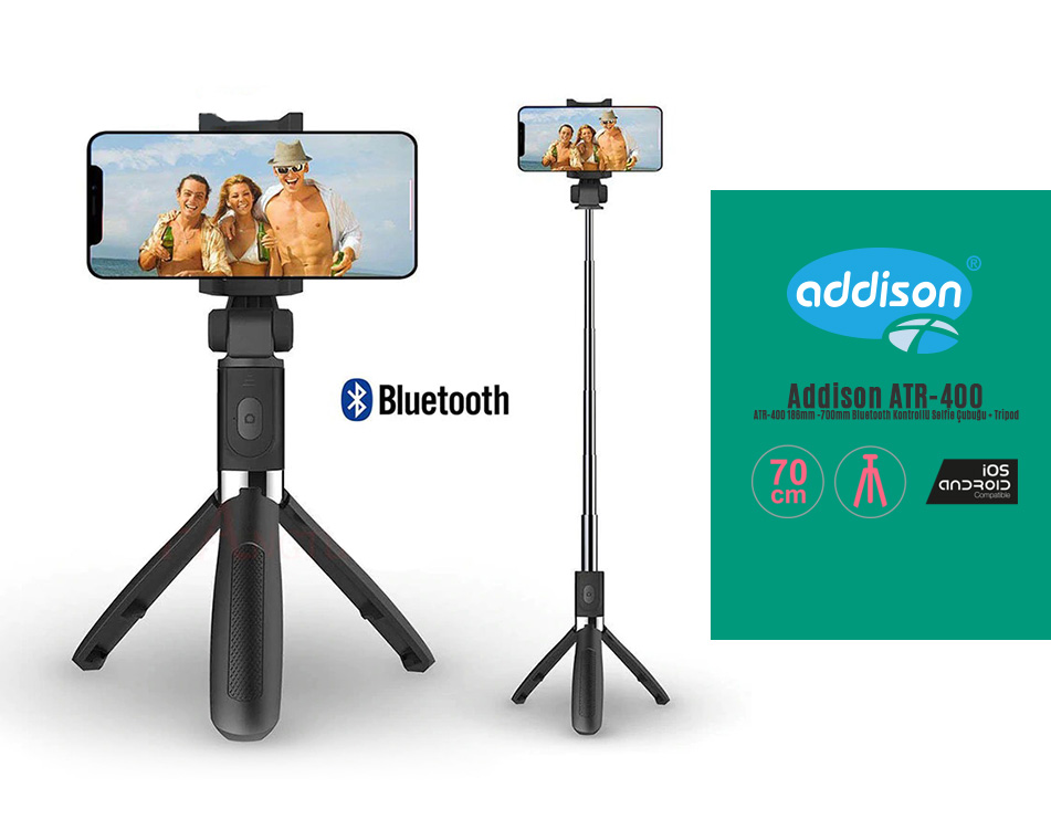 Addison ATR-400 Bluetooth Selfie Çubuğu + Tripod