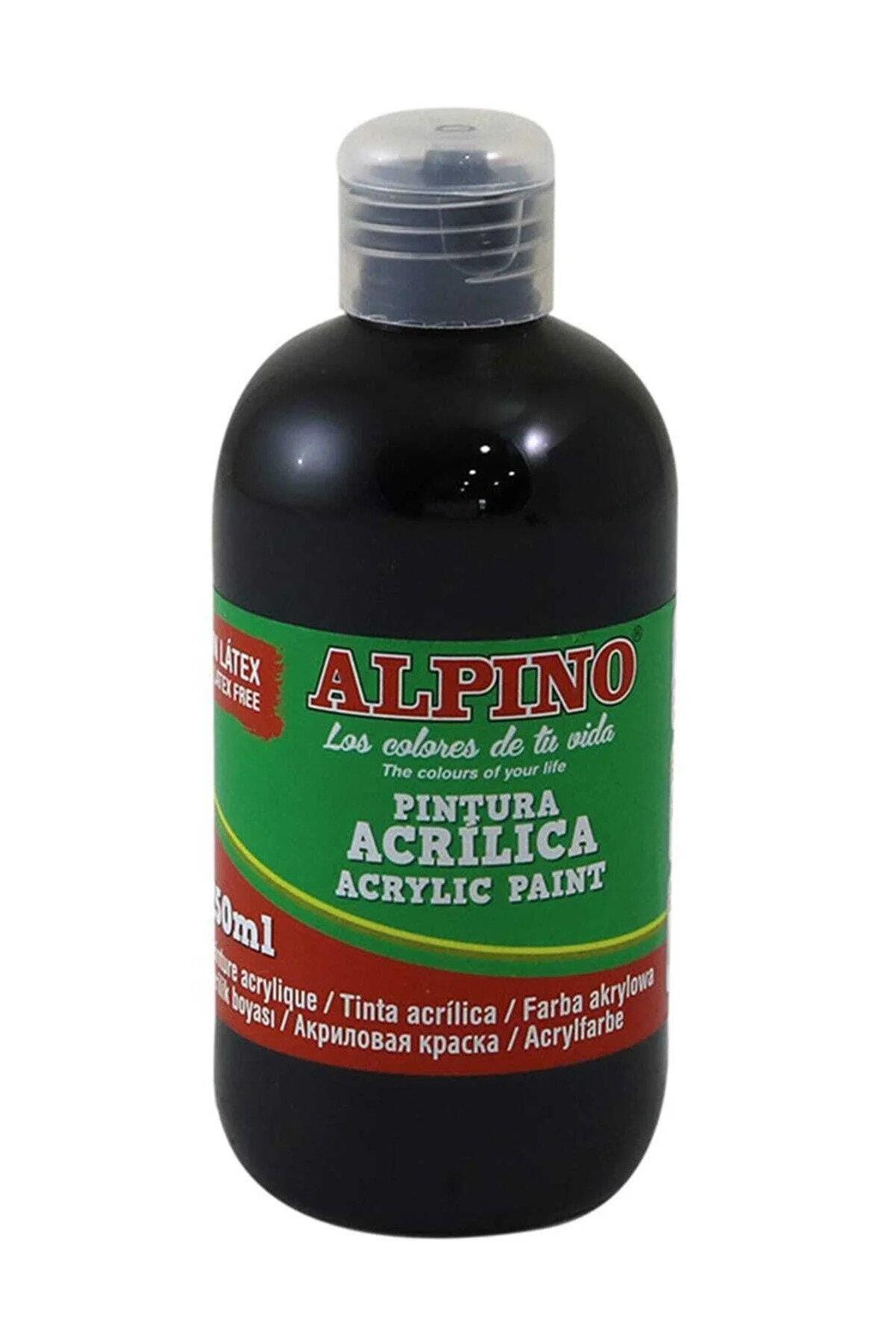 Alpino Akrilik Boya Şişe 250 ML Siyah Akrilik Boya
