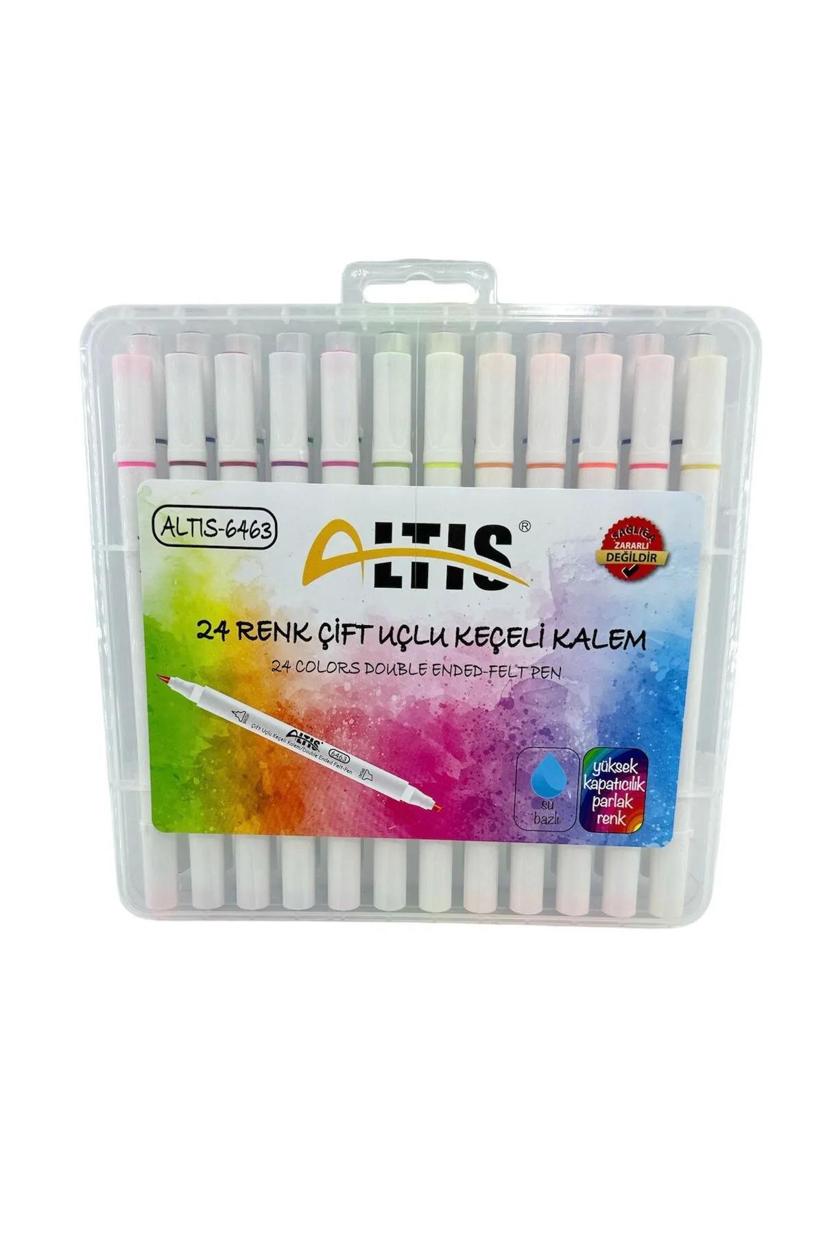 Altis Keçeli Kalem Seti Çift Uçlu 24 Renk Çift Uçlu Keçeli Boya Kalemi
