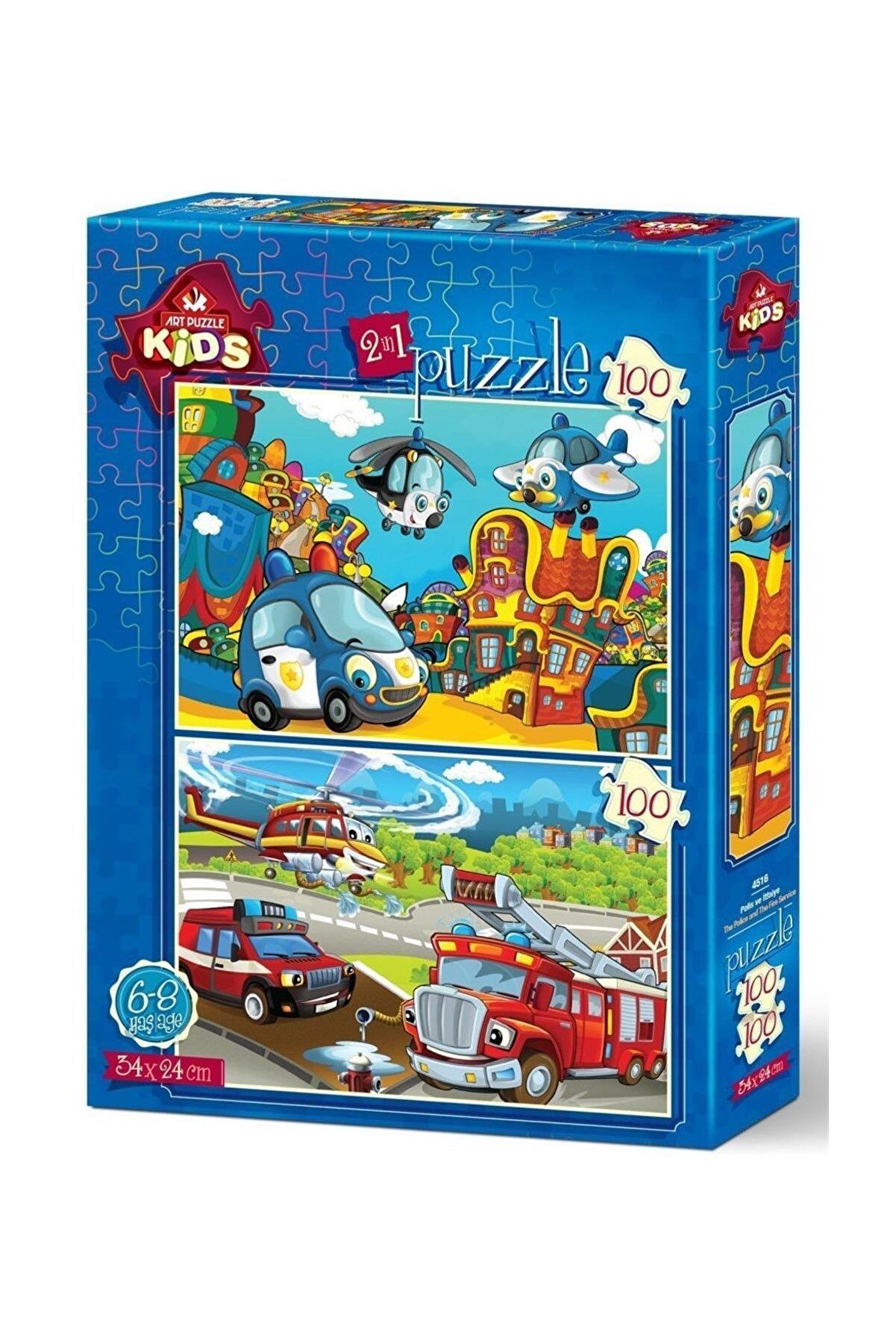 Art Çocuk Puzzle Polis ve İtfaiye 2x100 Parça Puzzle