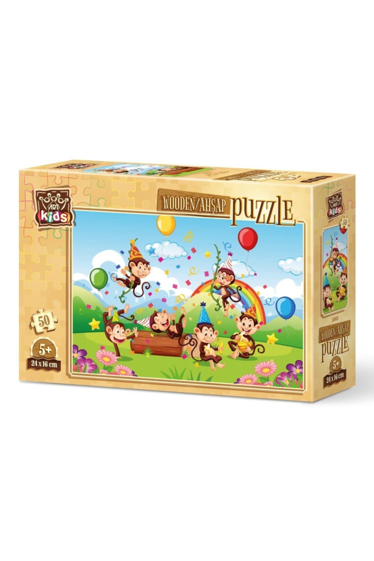 Art Puzzle Art Kids Maymunlar Partisi 50 Parça Ahşap Puzzle
