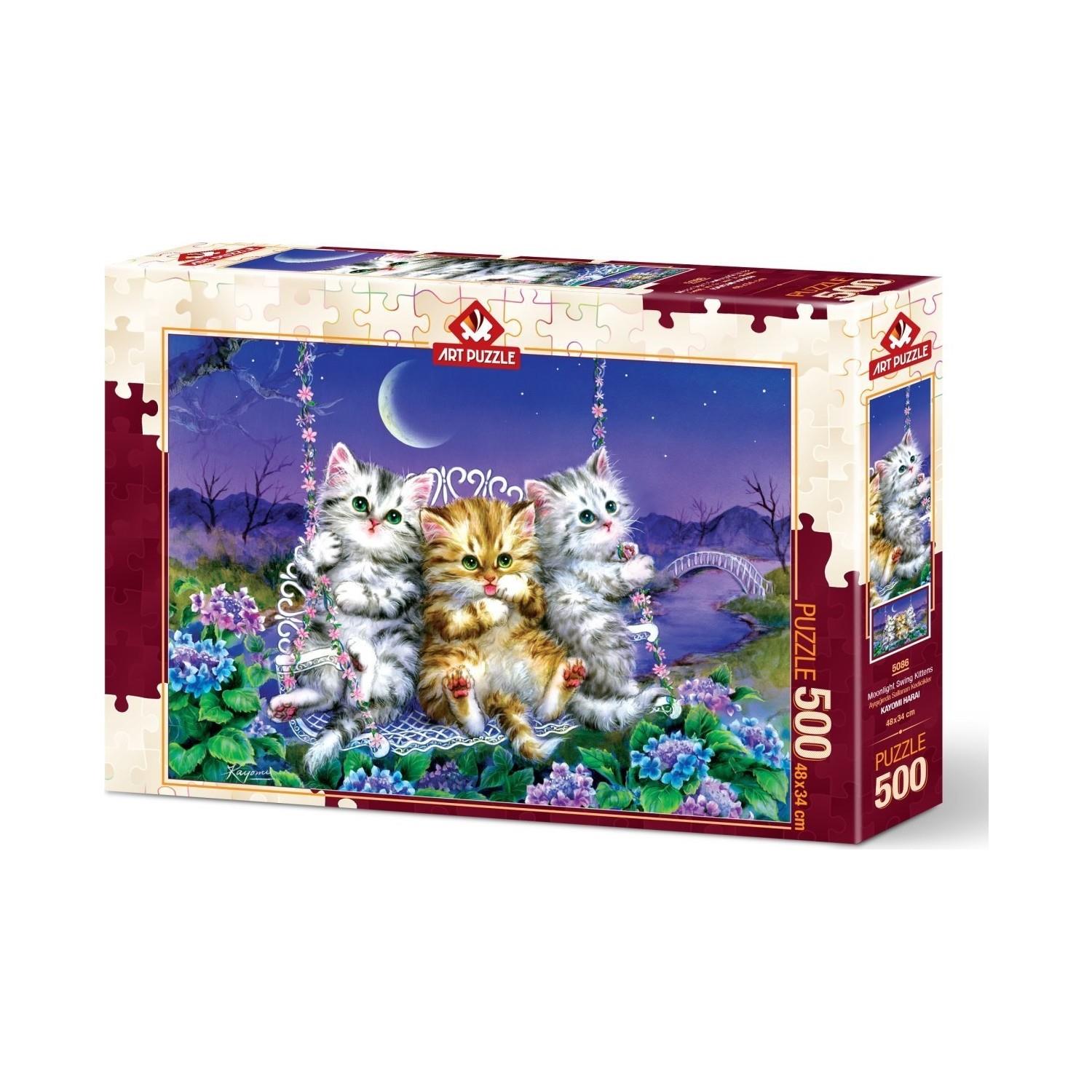 Art Puzzle Ayışığında Sallanan Kedicikler 500 Parça Puzzle