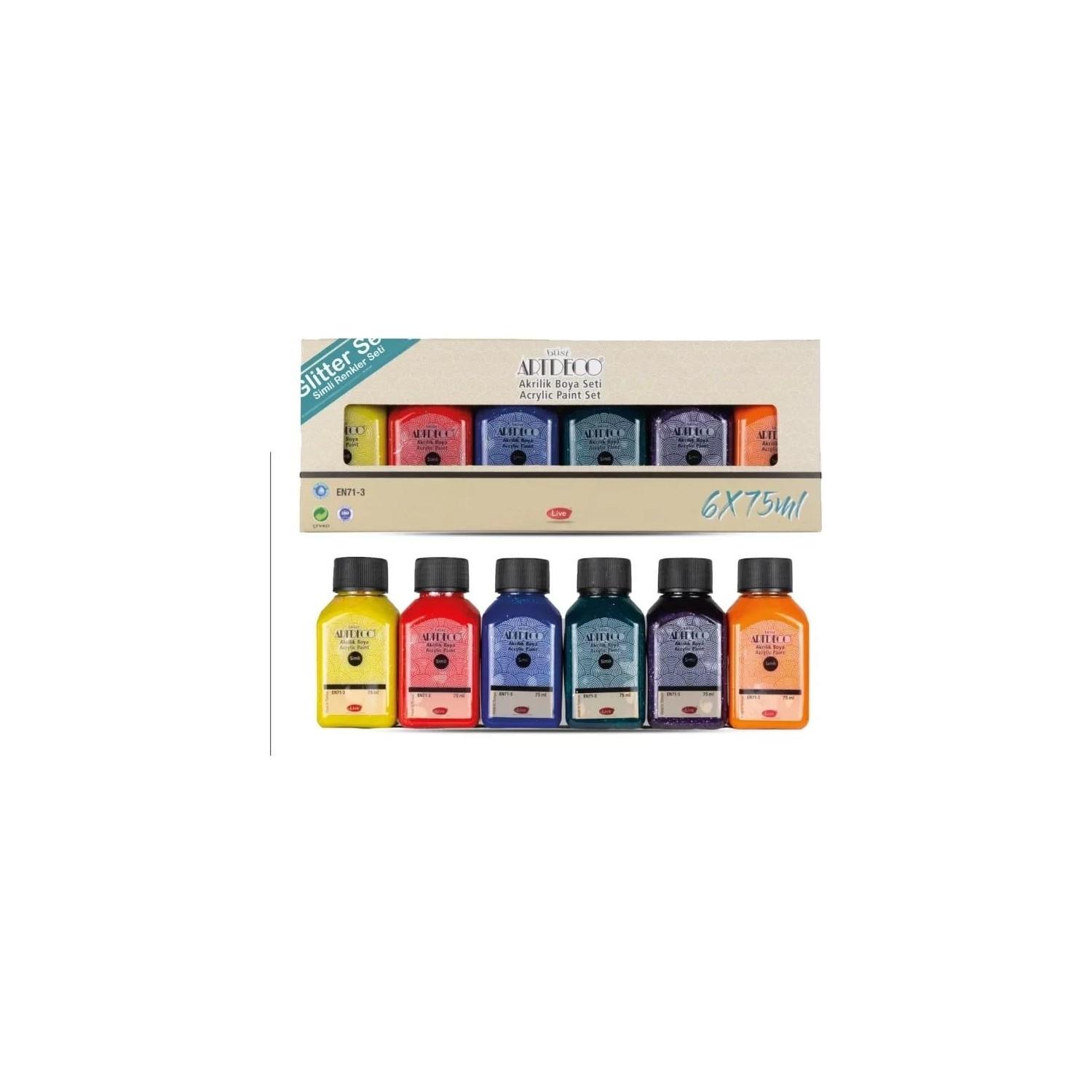 Artdeco Akrilik Boya 6x75 ML Set Simli Renkler Akrilik Boya