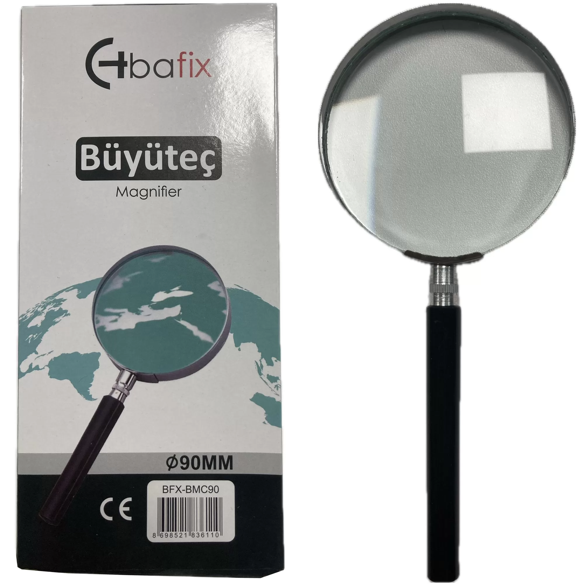 Bafix Büyüteç Cam Metal Çerçeveli 90 MM Büyüteç