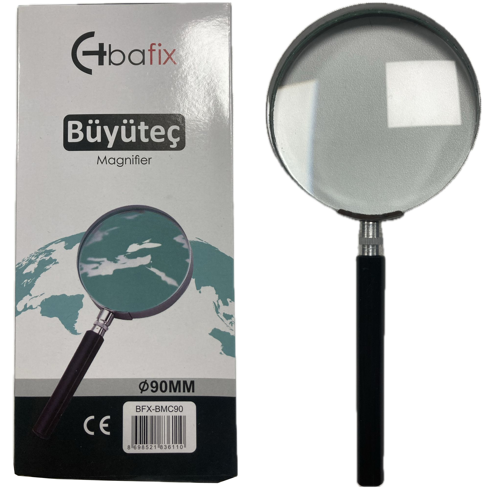 Bafix Büyüteç Cam Metal Çerçeveli 90 MM Büyüteç