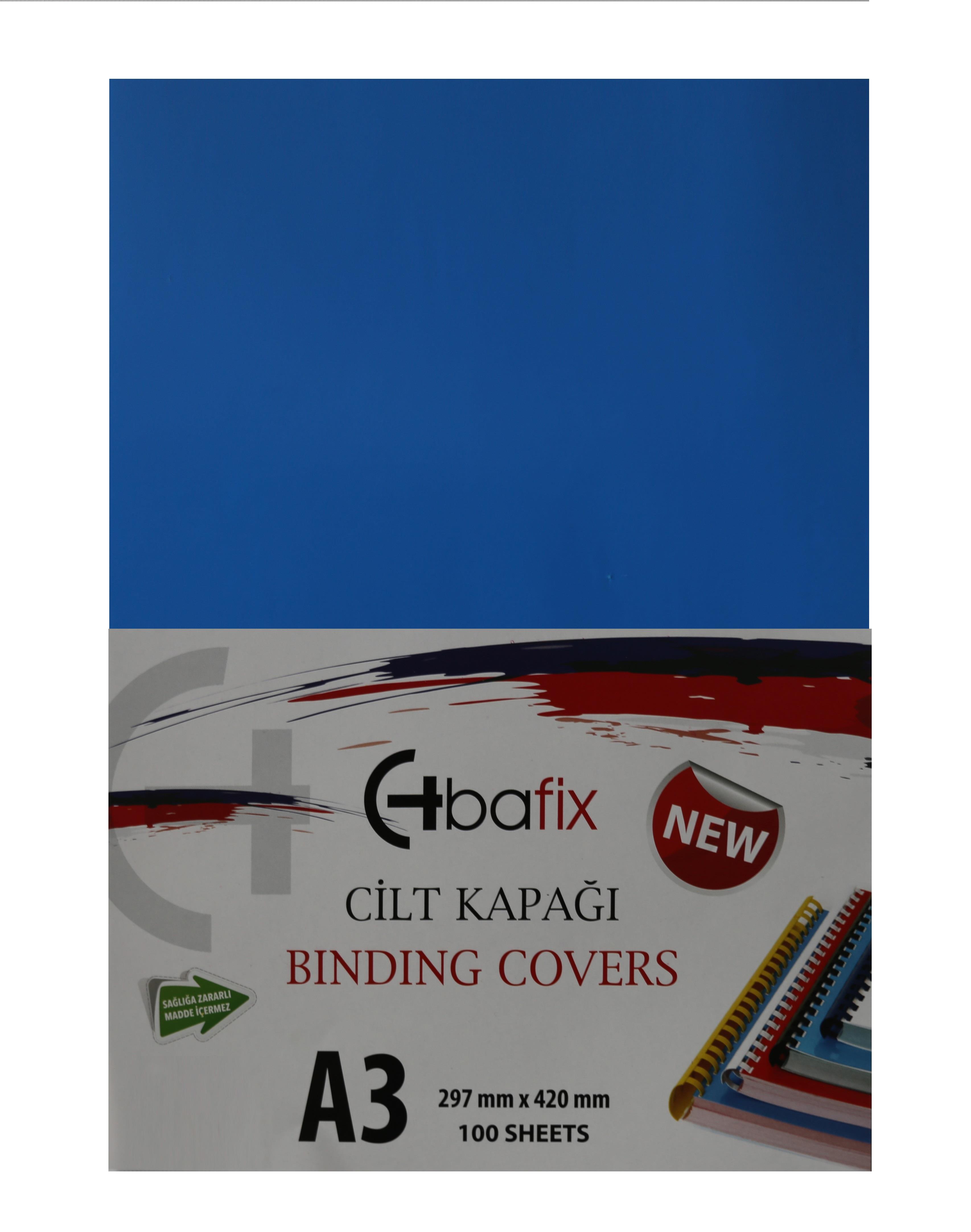 Bafix Cilt Kapağı Plastik Opak A3 160 Micron Mavi Cilt Kapağı 100 Lü Paket