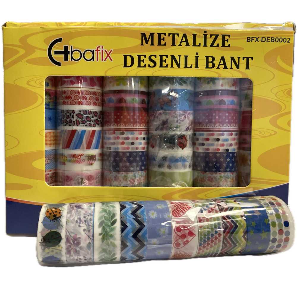 Bafix Desenli Bant Metalize 15 MM x 5 Metre 60 Lı Paket