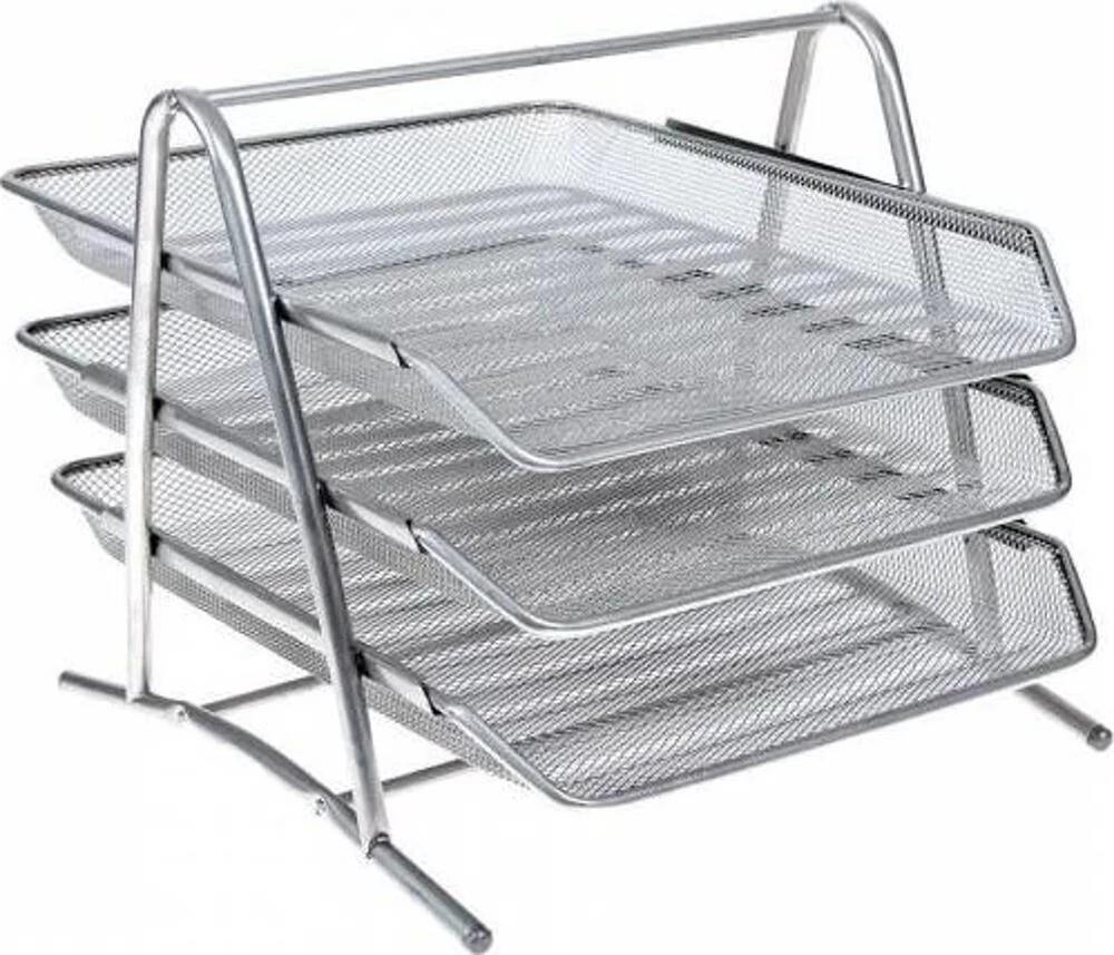 Bafix Evrak Rafı Metal Perforeli 3 Lü Gri 