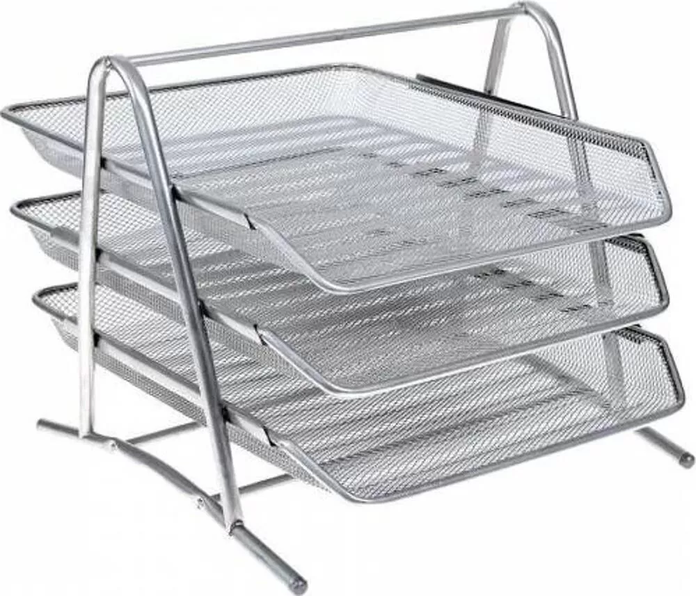Bafix Evrak Rafı Metal Perforeli 3 Lü Gri 
