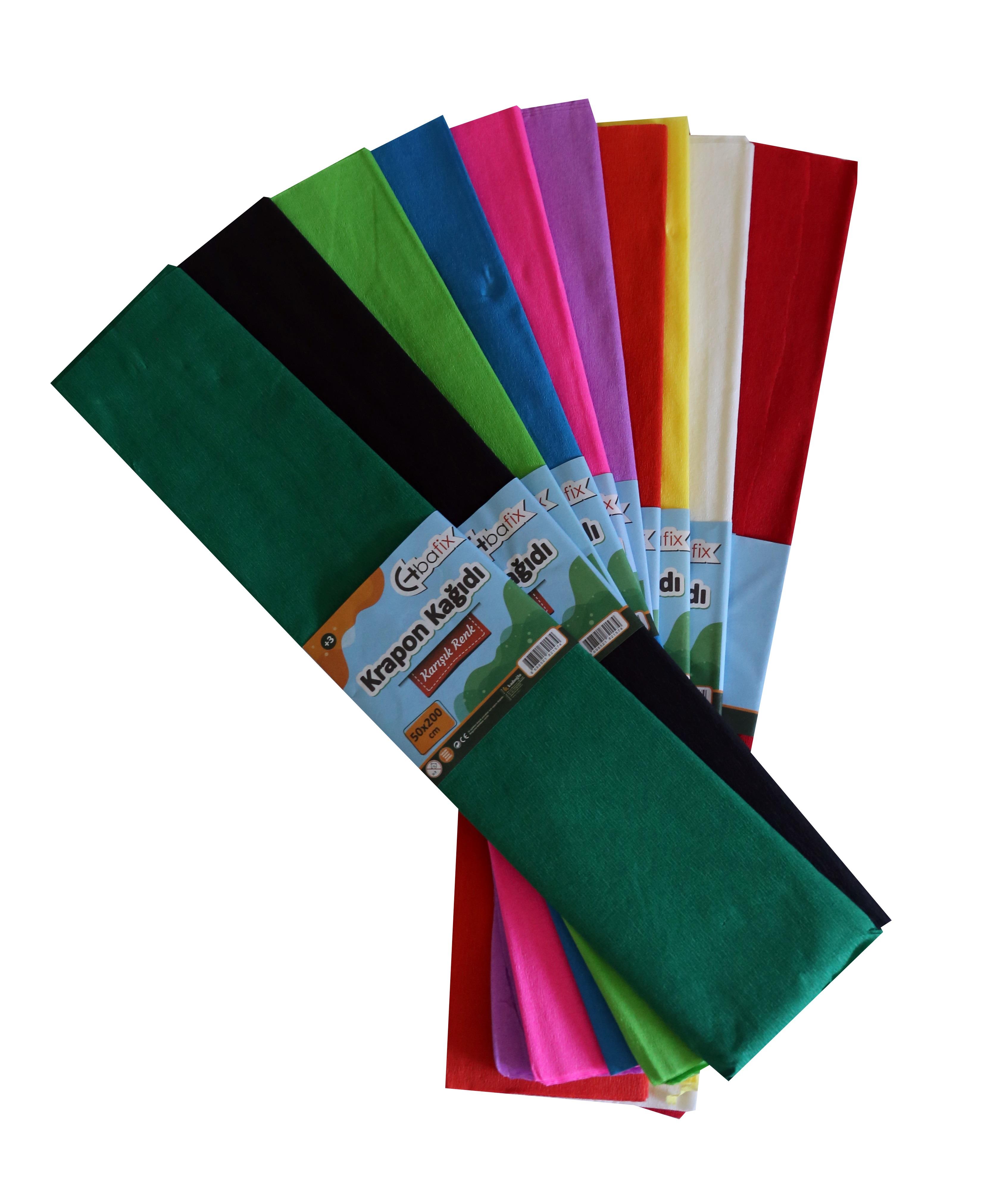 Bafix Krapon Kağıdı 50x200 CM Karışık Renk Krapon Kağıdı 10 Lu Paket