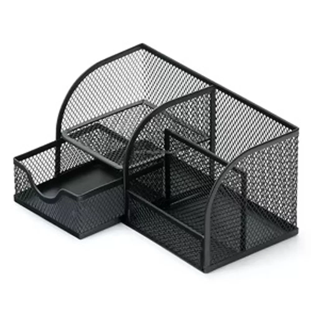 Bafix Metal Kalemlik 4 Bölmeli Siyah Metal Ferforeli