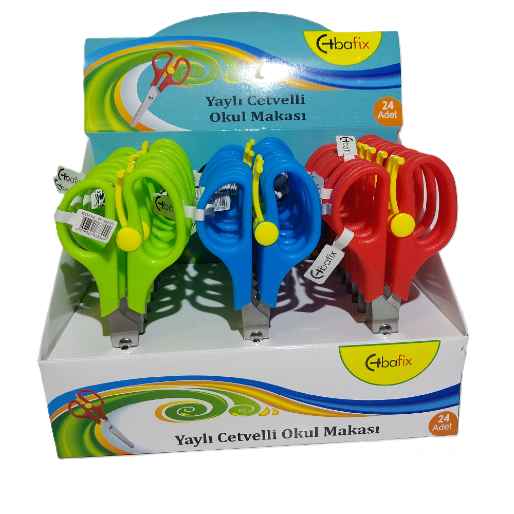 Bafix Okul Makası Cetvelli Yaylı 13,3 Cm (24 Lü Paket)