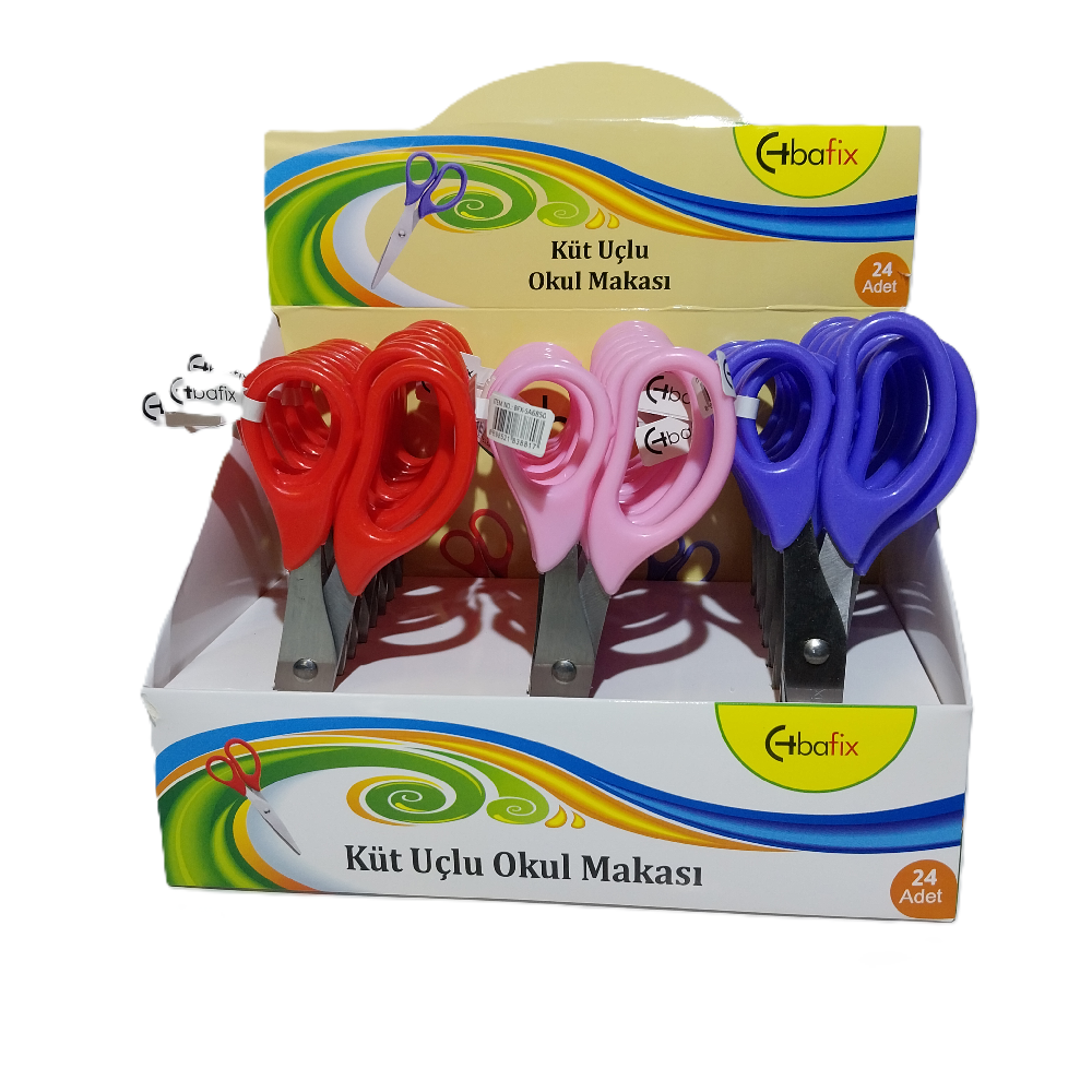 Bafix Okul Makası Küt Uçlu 13.5 Cm (24 Lü Paket)
