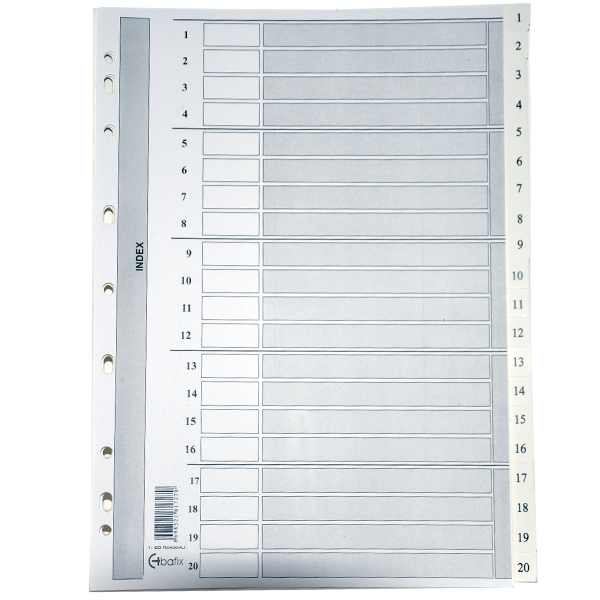 Bafix Seperatör 1-12 Rakamlı Karton A4 (25 Li Paket)
