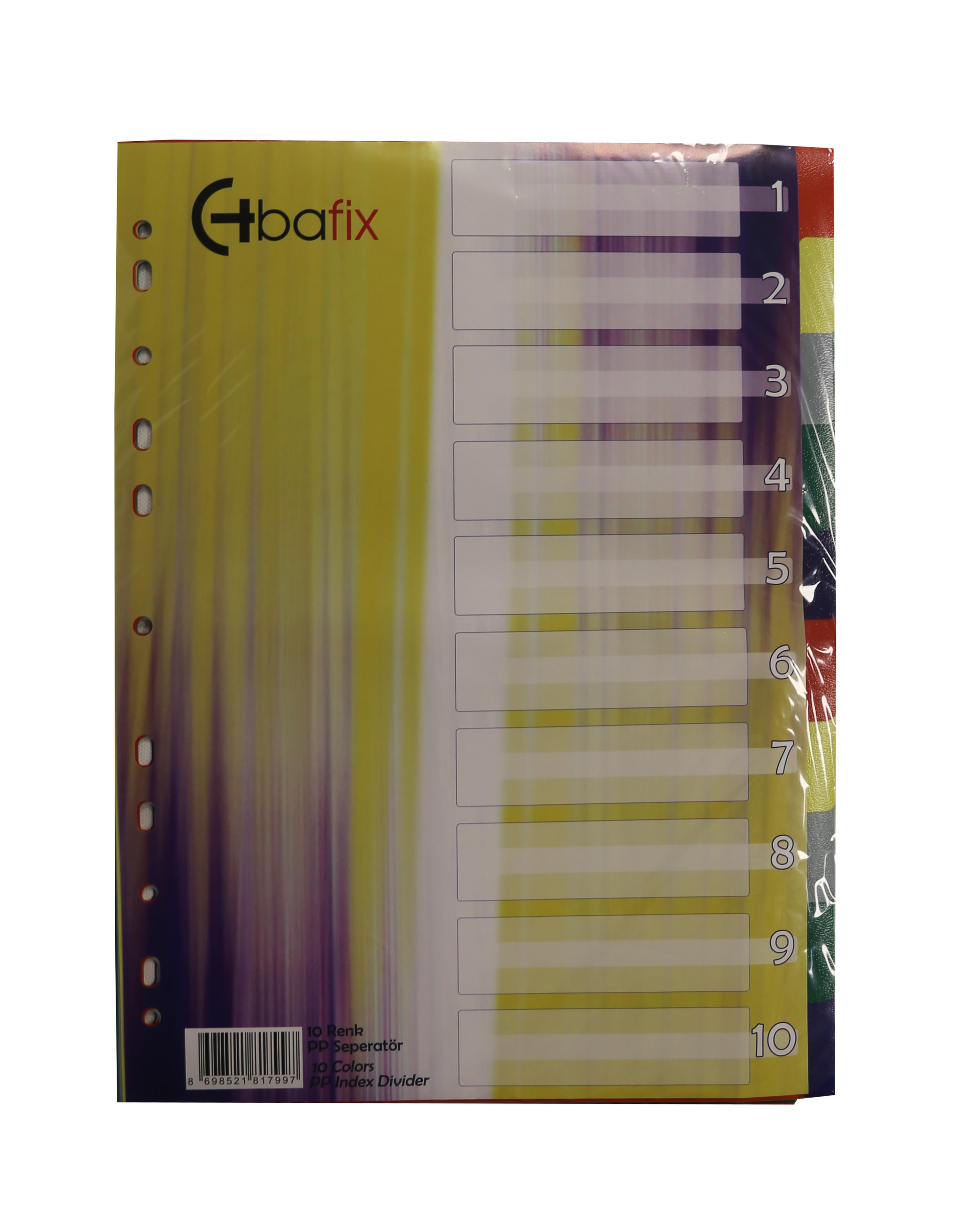 Bafix Seperatör 10 Renkli Plastik A4 (30 Lu Paket)