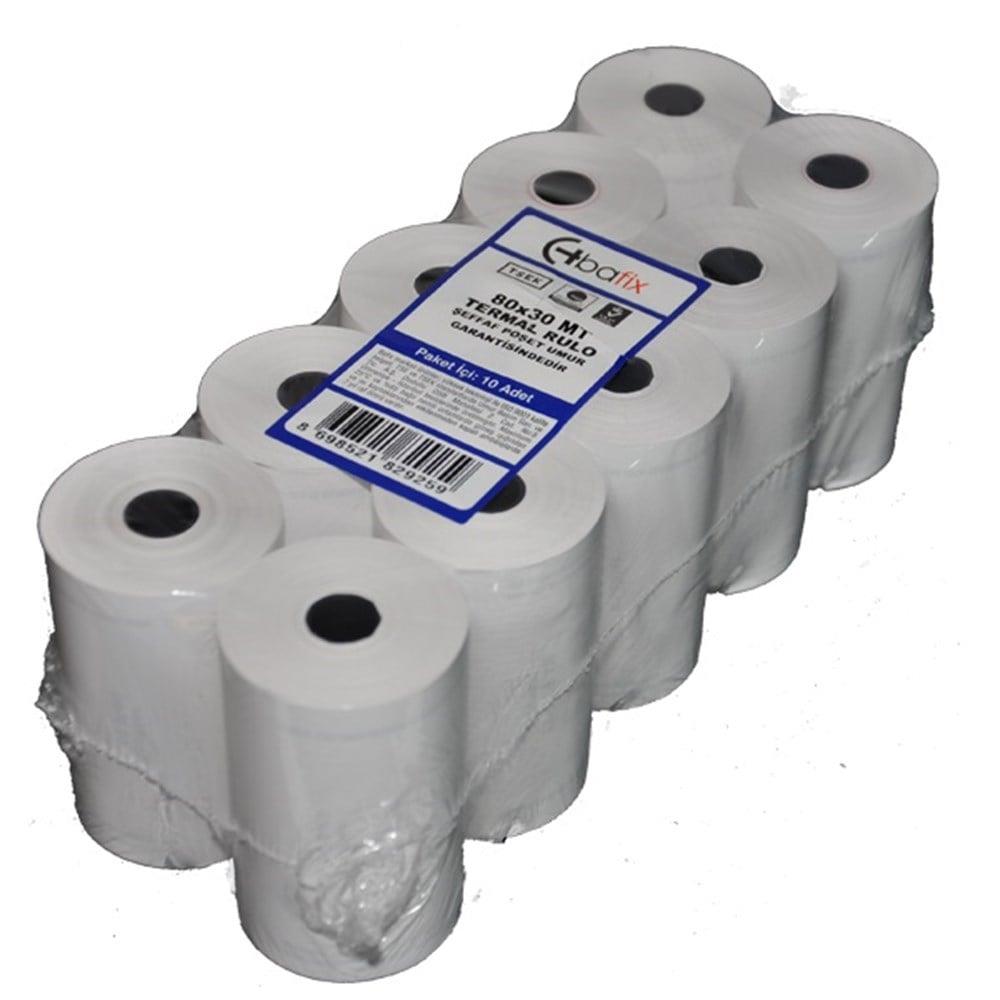 Bafix Yazar Kasa Rulosu Termal 80 x 30 Metre Termal Yazar Kasa Pos Rulosu (10 Lu Paket)