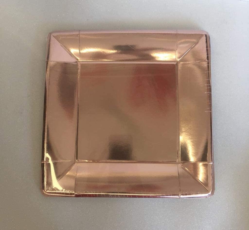 Balonevi Tabak Metalize Rose Gold Kare 29 CM Rose Gold Karton Tabak (6 Lı Paket)