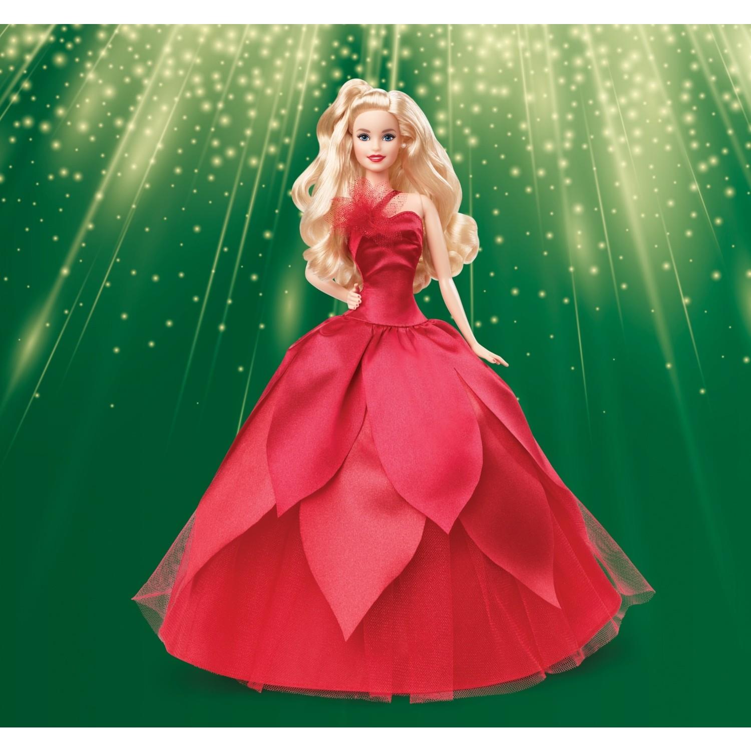 Barbie 2022 Mutlu Yıllar Bebeği Sarışın Kırmızı Elbiseli Yılbaşı Bebeği