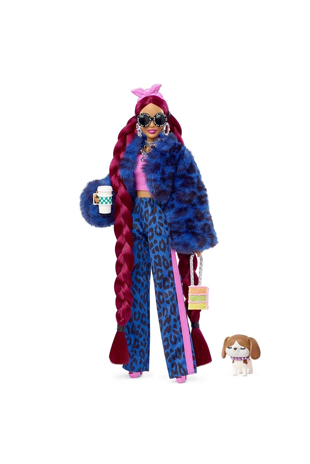 Barbie Extra Bebek Hayvan Dostu Yavru Köpek Tüylü Ceketi ve Aksesuarlarıyla Ekstra Uzun Saçlı ve Bükülebilen Esnek Eklemli