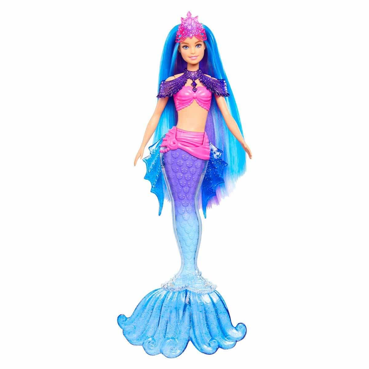 Barbie Malibu Deniz Kızı Bebeği Hayvan Figürleri Değiştirilebilir Yüzgeçler Saç Fırçası ve Aksesuarlar