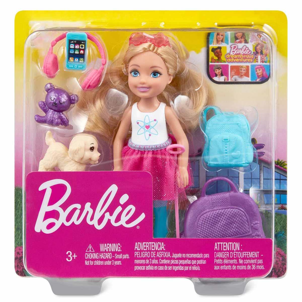 Barbie Seyahatte Chelsea ve Aksesuarları Köpek Dahil