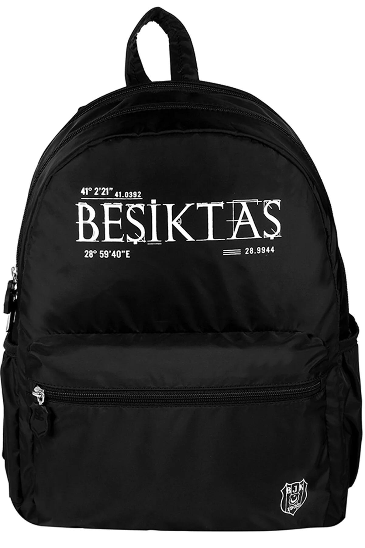 Beşiktaş 1903 Baskılı Silver Logo Lisanslı Siyah 2 Bölmeli Okul Sırt Çantası