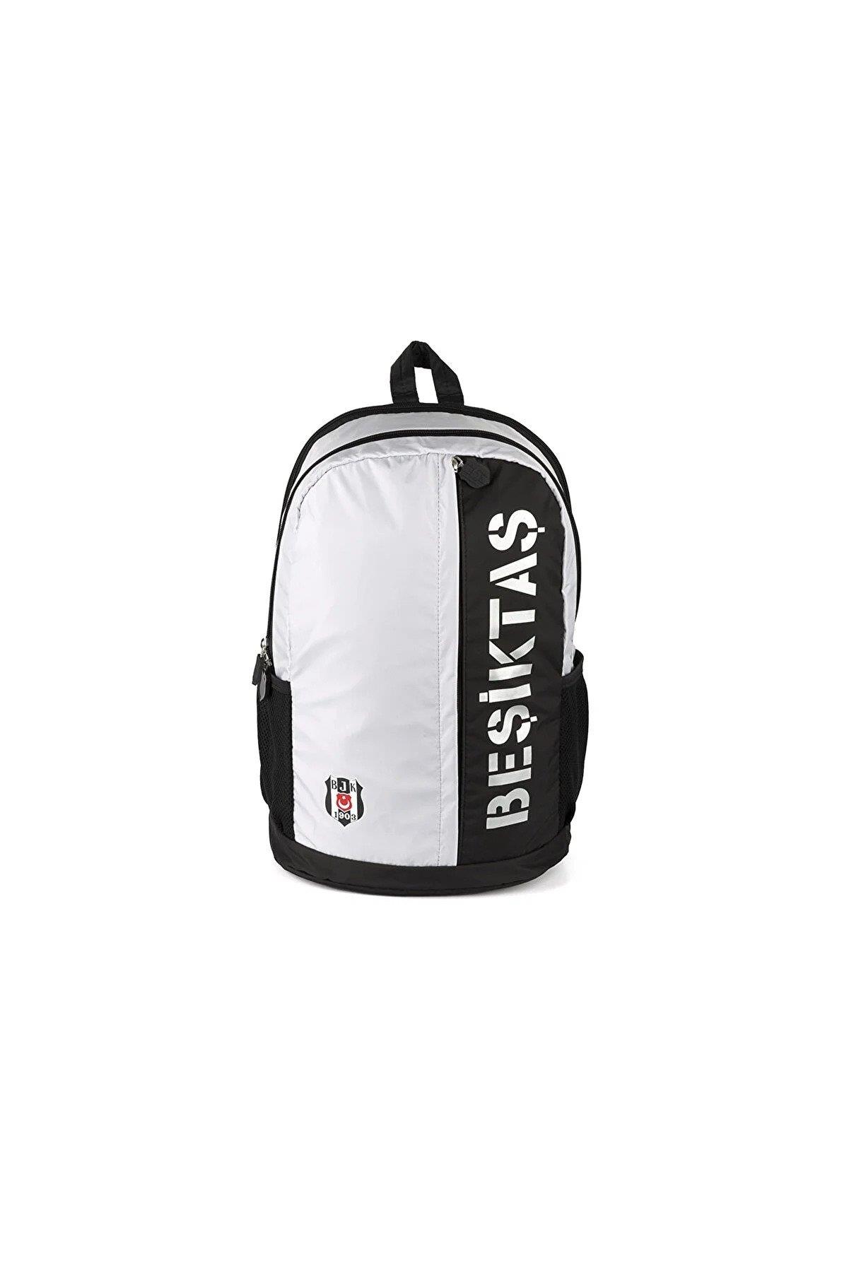 Beşiktaş Kaligrafik Baskılı Gri  Laptop Bölmeli Okul Sırt Çantası