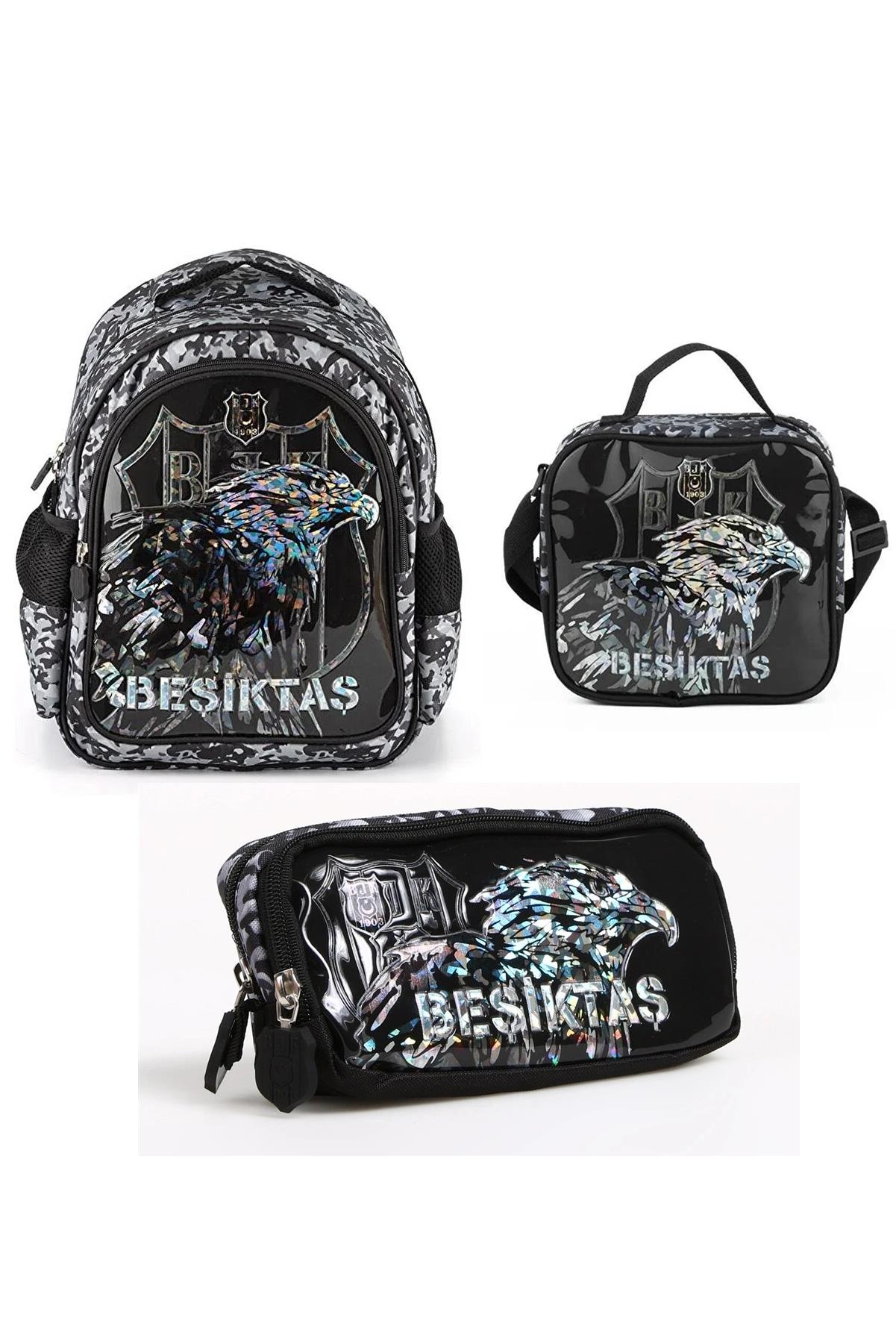 Beşiktaş Kartal Patch 3 Lü Okul Çantası Seti Okul Çantası - Beslenme - Kalemlik