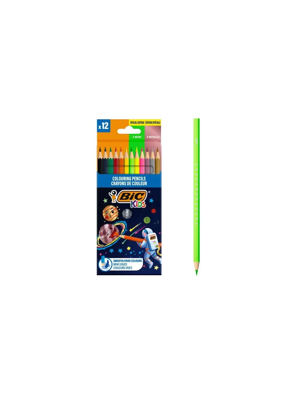 Bic Cosmo Kuru Boya Kalemi 12 Renk (6 Standart + 3 Metalik + 3 Neon)