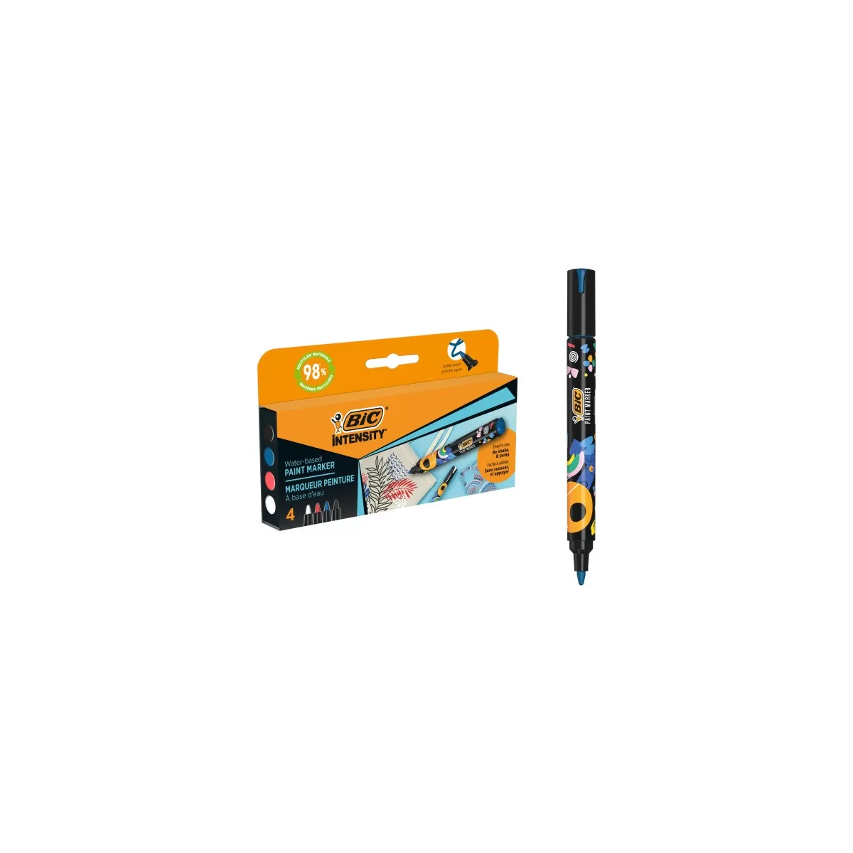 Bic Intensity Paint Marker 4'lü (Siyah - Mavi - Kırmızı - Yeşil)