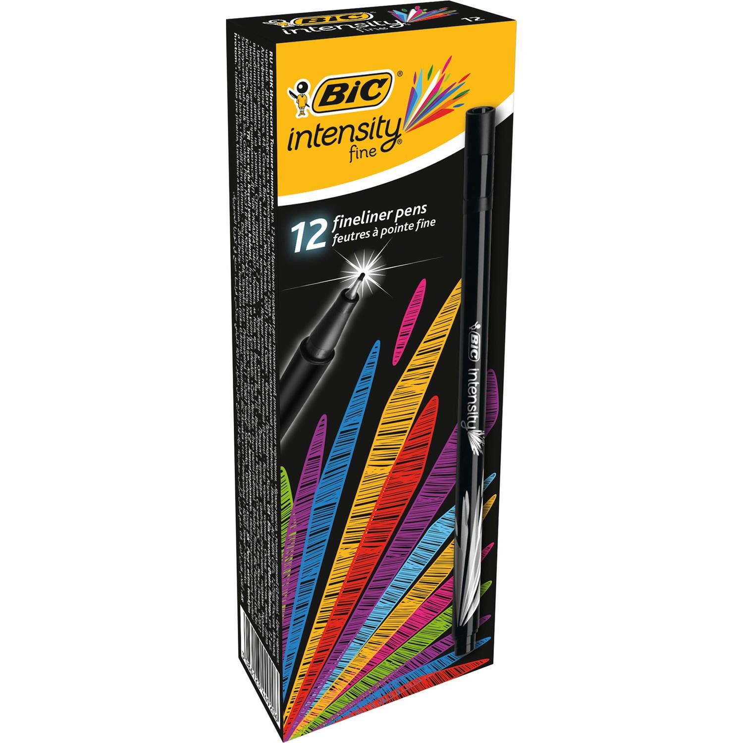 Bic Keçe Uç Kalem İnterstiy Fine Liner İnce Uçlu Kalem Siyah (12 Li Paket)