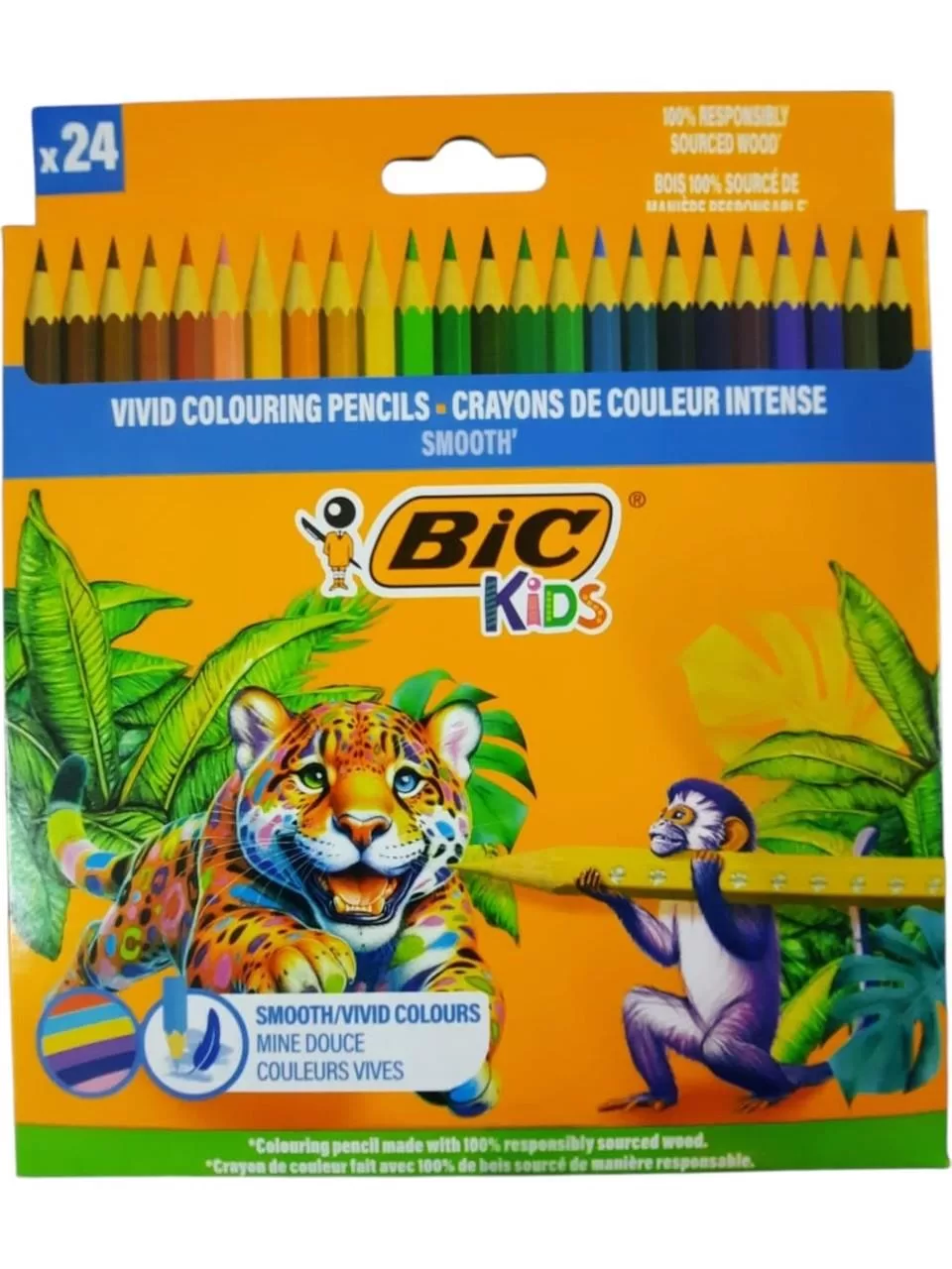 Bic Kids Smooth Kuru Boya Kalemi Tam Boy 24 Renk