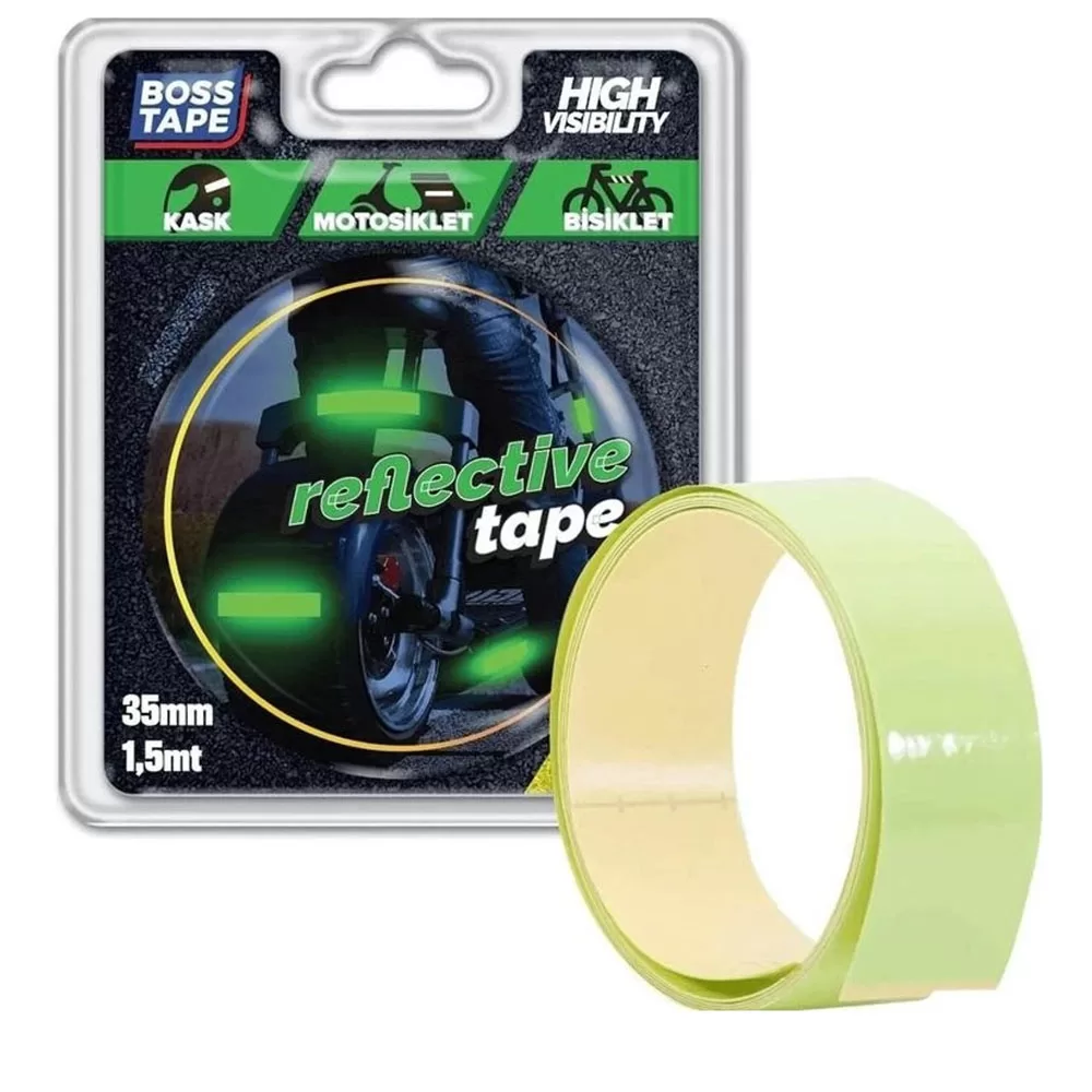 Boss Tape Fosforlu Reflektif Bant Yeşil (35 MM X 1.5 Metre)