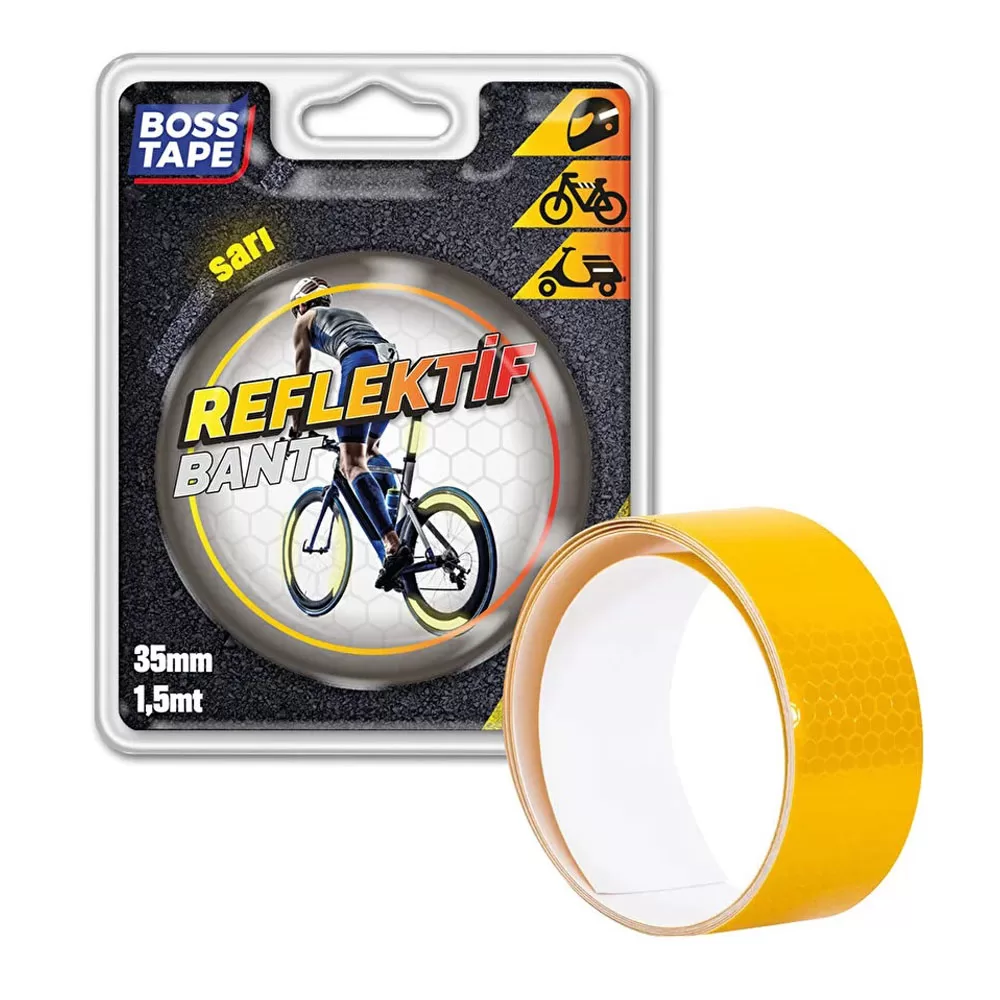 Boss Tape Reflektif Bant Sarı 35 MM x 1.5 Metre