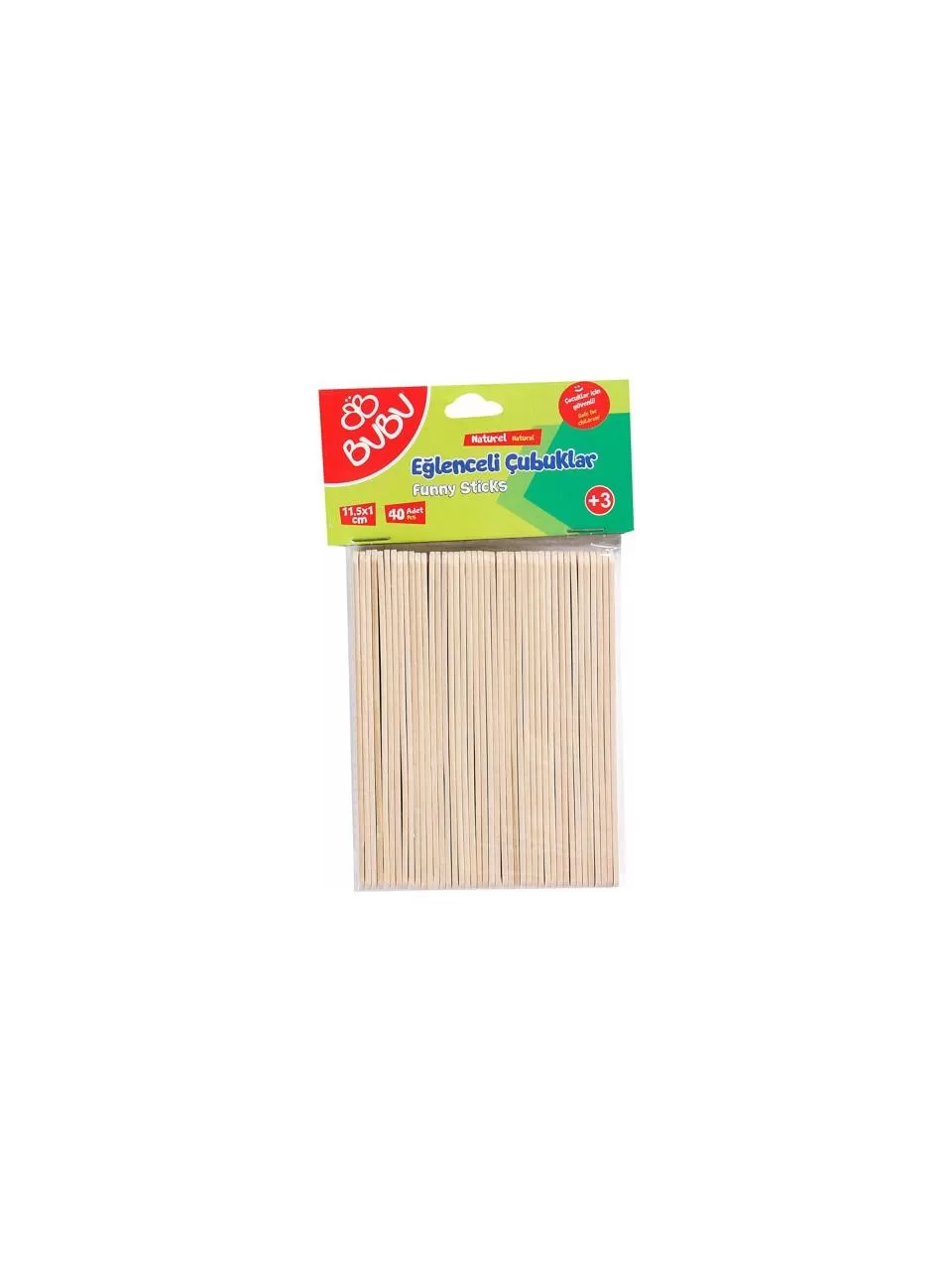 Bu-Bu Eğlenceli Çubuklar Naturel 11.5 x 1 Cm 40 Lı