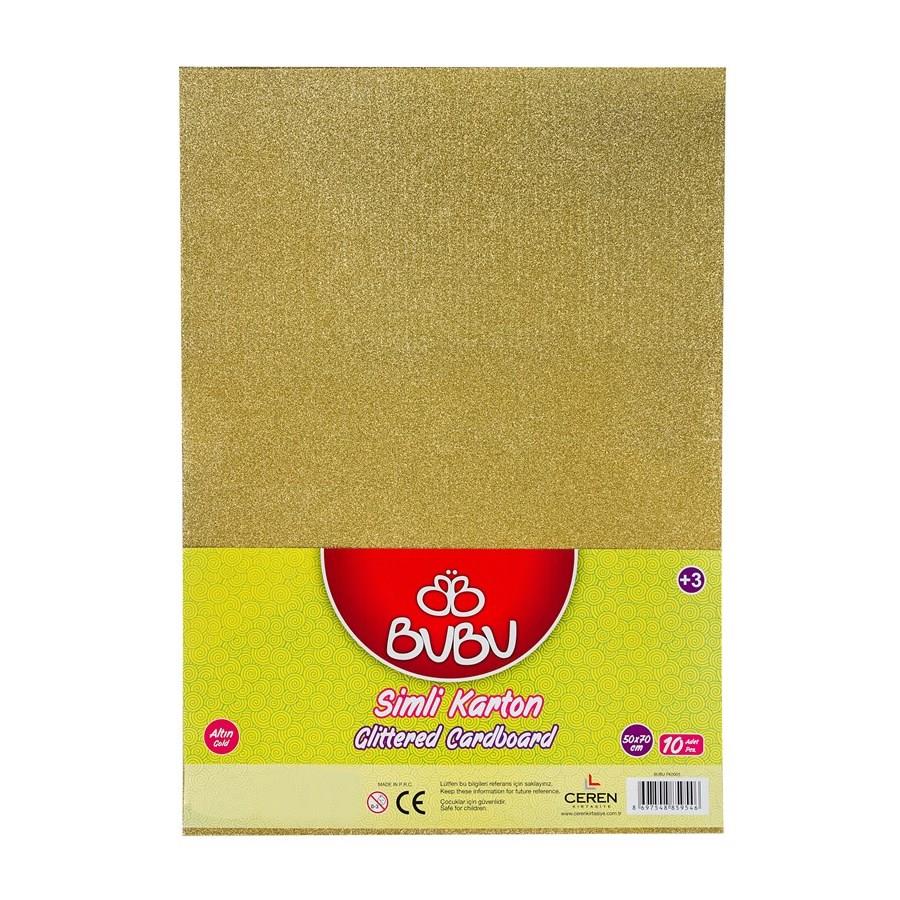 Bu-Bu Fon Karton Simli 50x70 CM Altın 10 Lu Simli Altın Fon Kartonu