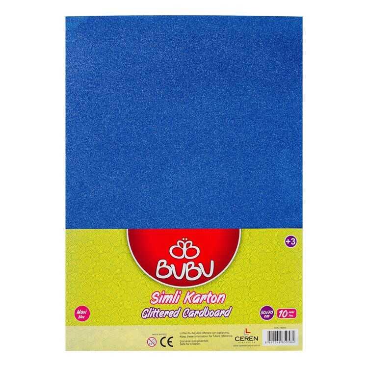 Bu-Bu Fon Karton Simli 50x70 CM Mavi 10 Lu Simli Mavi Fon Kartonu
