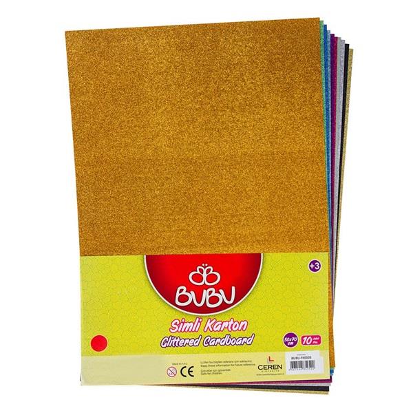 Bu-Bu Karton Simli 50x70 CM 10 Lu Karışık Renk Simli Karton