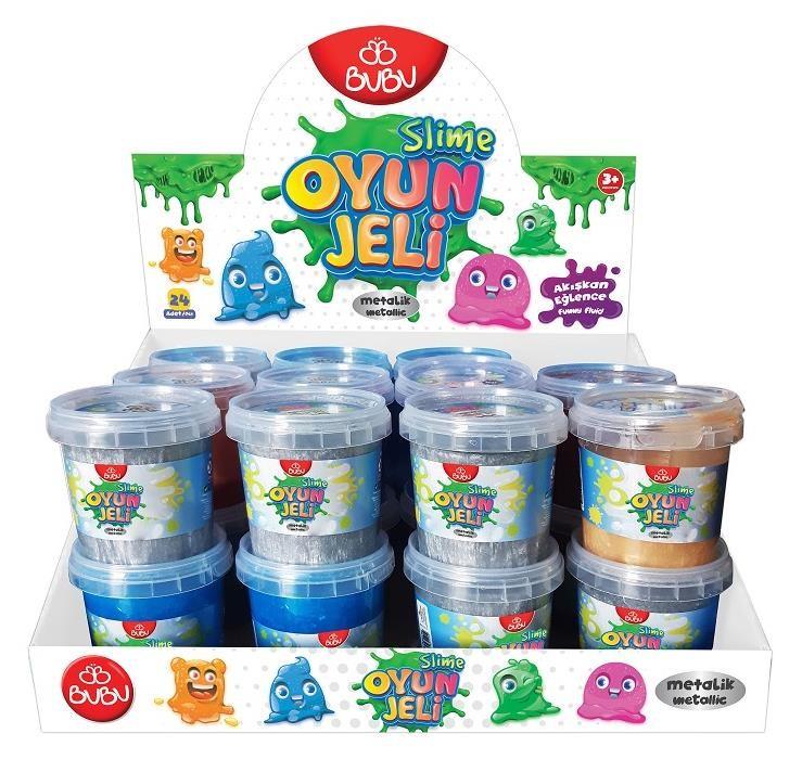 Bu-Bu Oyun Jeli Metalik 145 Gram Oyun Jeli Slime Hamur Küçük Boy (Karışık Renk 1 Adet)
