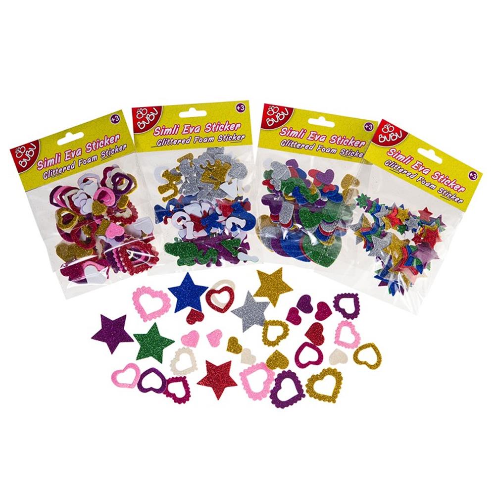 Bu-Bu Simli Eva Sticker 24 Lü Paket (Karışık Model 1 Paket)
