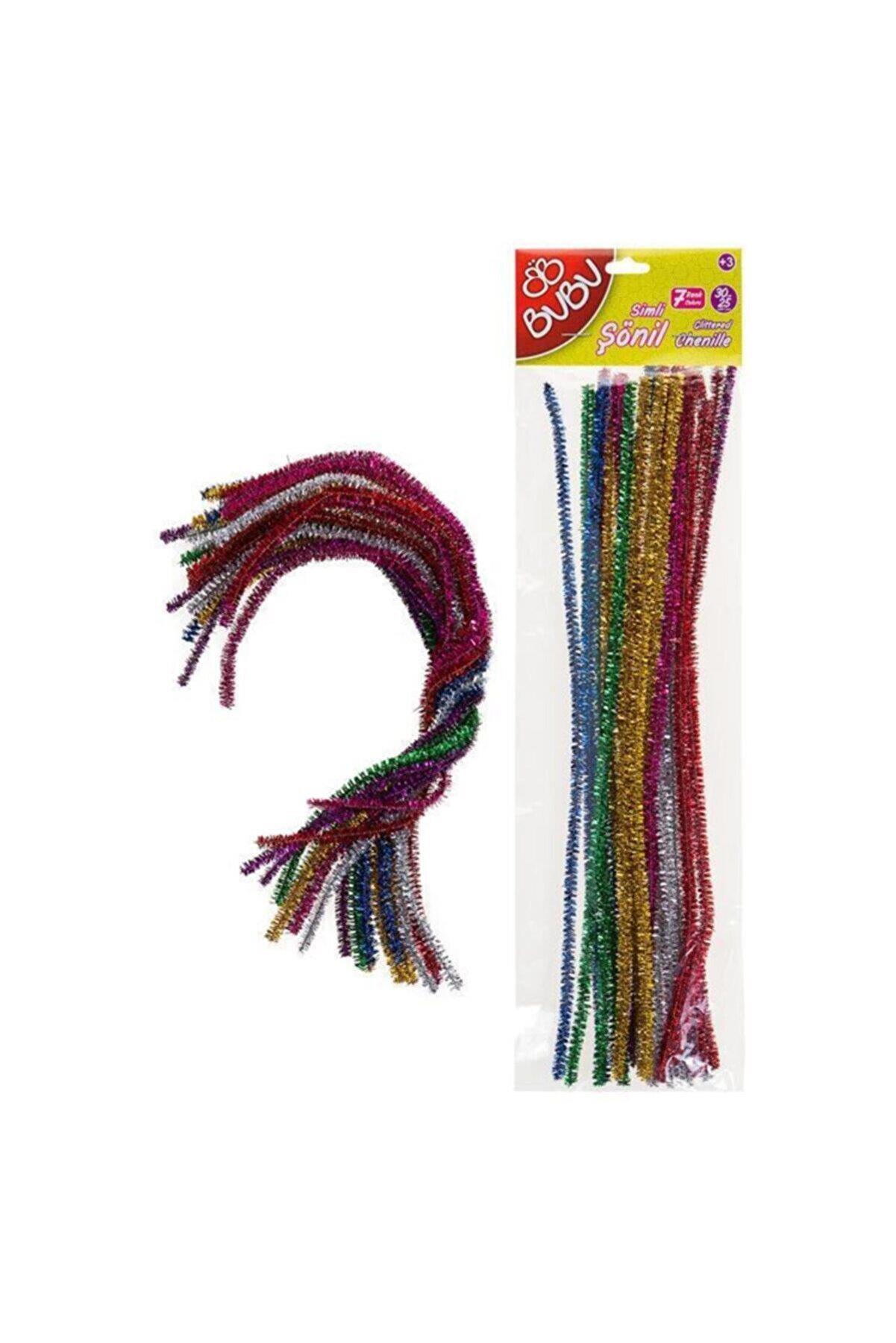 Bu-Bu Şönil By Craftzone Simli 30 CM 7 Renk 25 Li Paket Simli Şonil