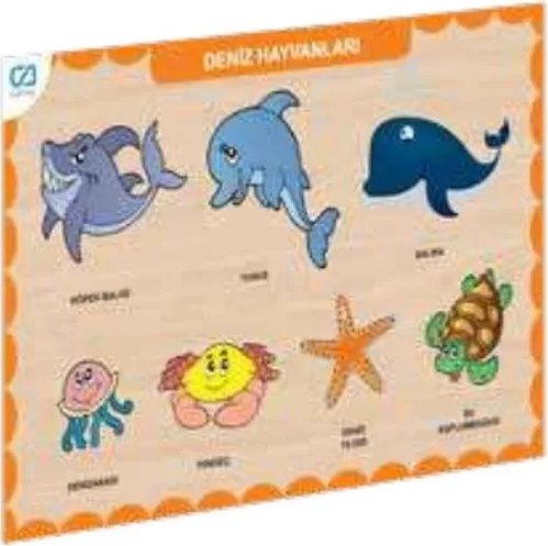 Ca Games Ahşap Deniz Hayvanları Eğitici Set Sök Tak Puzzle