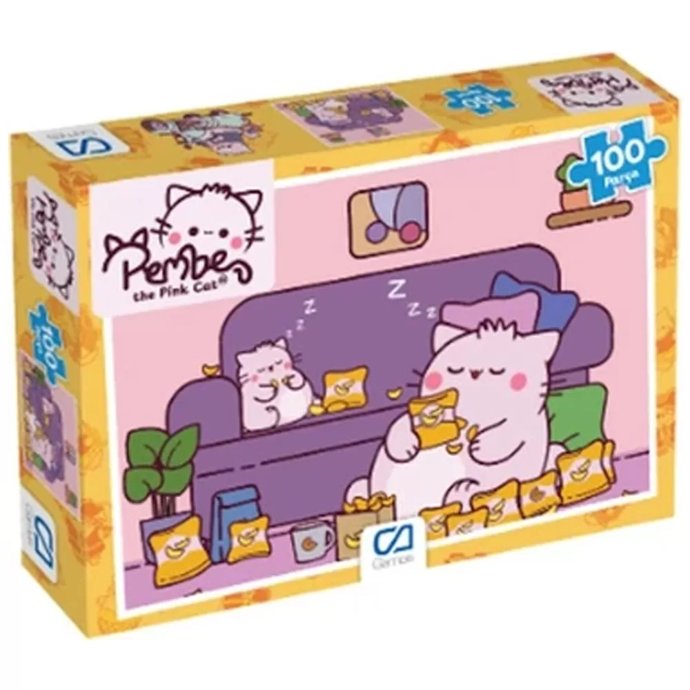 Ca Games Puzzle 100 Parça Pembe Kedi 