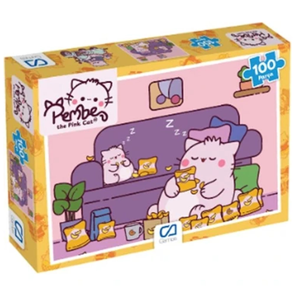 Ca Games Puzzle 100 Parça Pembe Kedi 