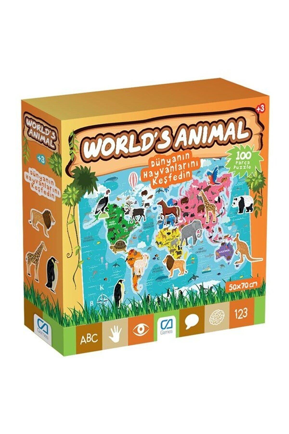 Ca Games Worlds Animal 100 Parça Çocuk Puzzle